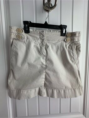 J Crew Khaki Button-Accent Cotton Mini Skirt